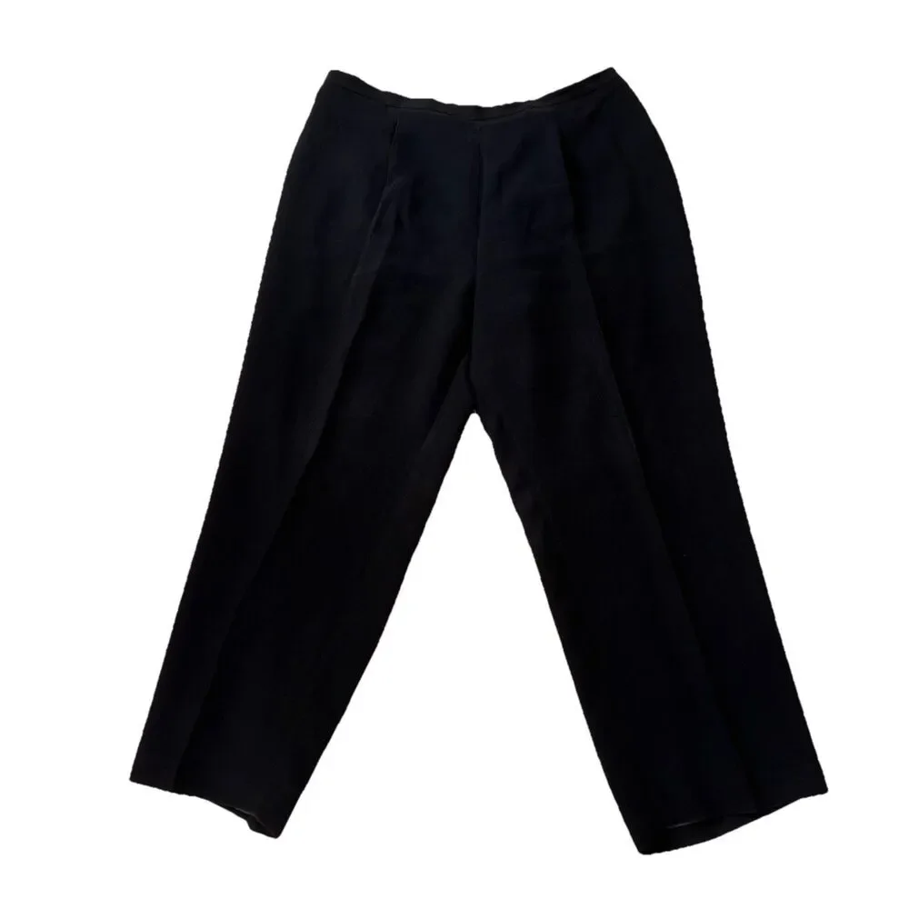 LE SUIT WOMAN SZ 16W BLACK LINED DRESS PANTS SIDE ZIP PLEATED